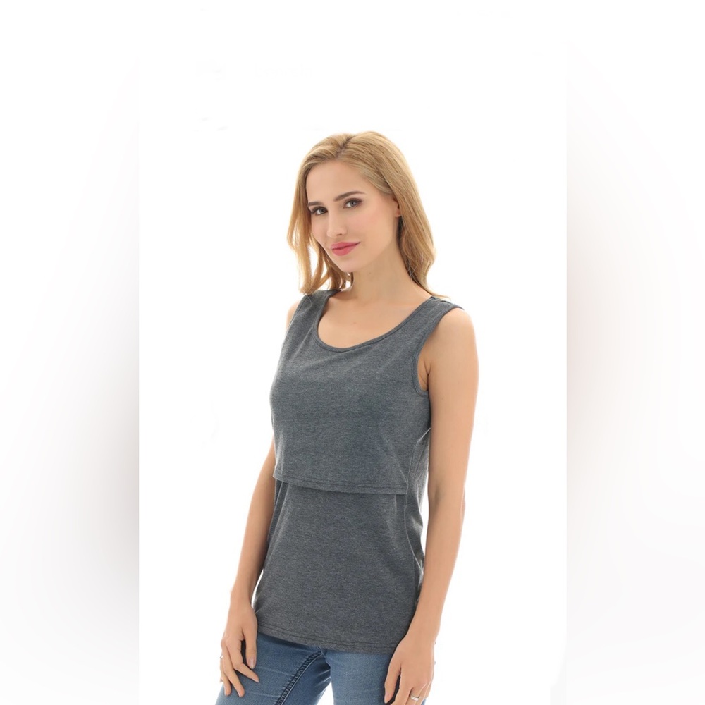 Bearsland Charcoal Sleeveless Nursing Tank Top